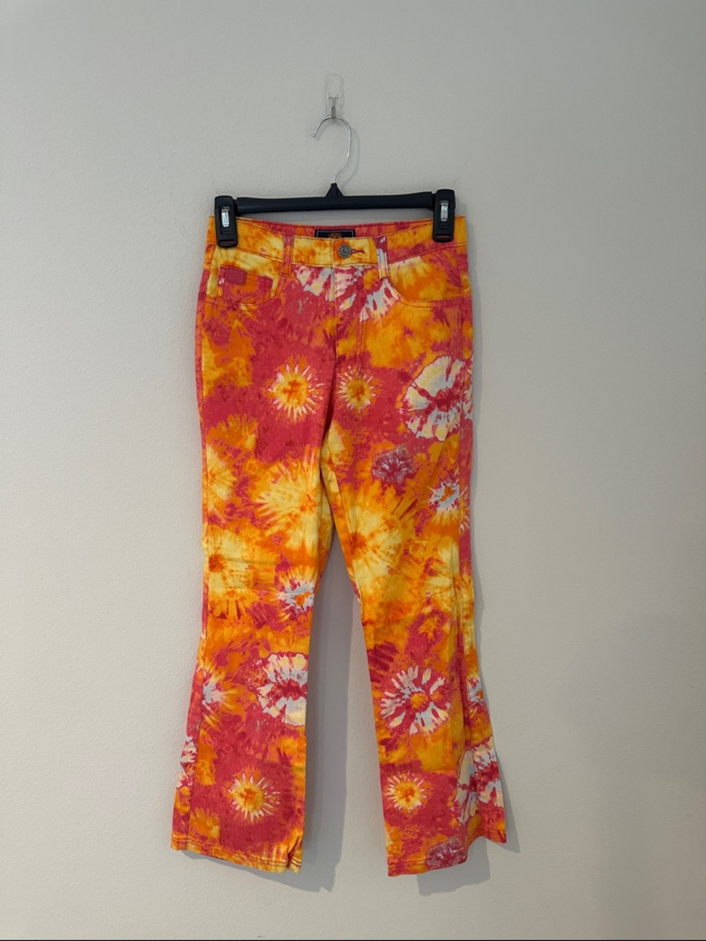 Route 66 Yellow & Pink Tie-Dye Flare Pants